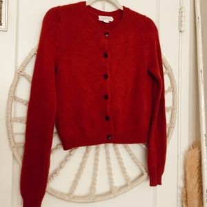 Red button down sweater